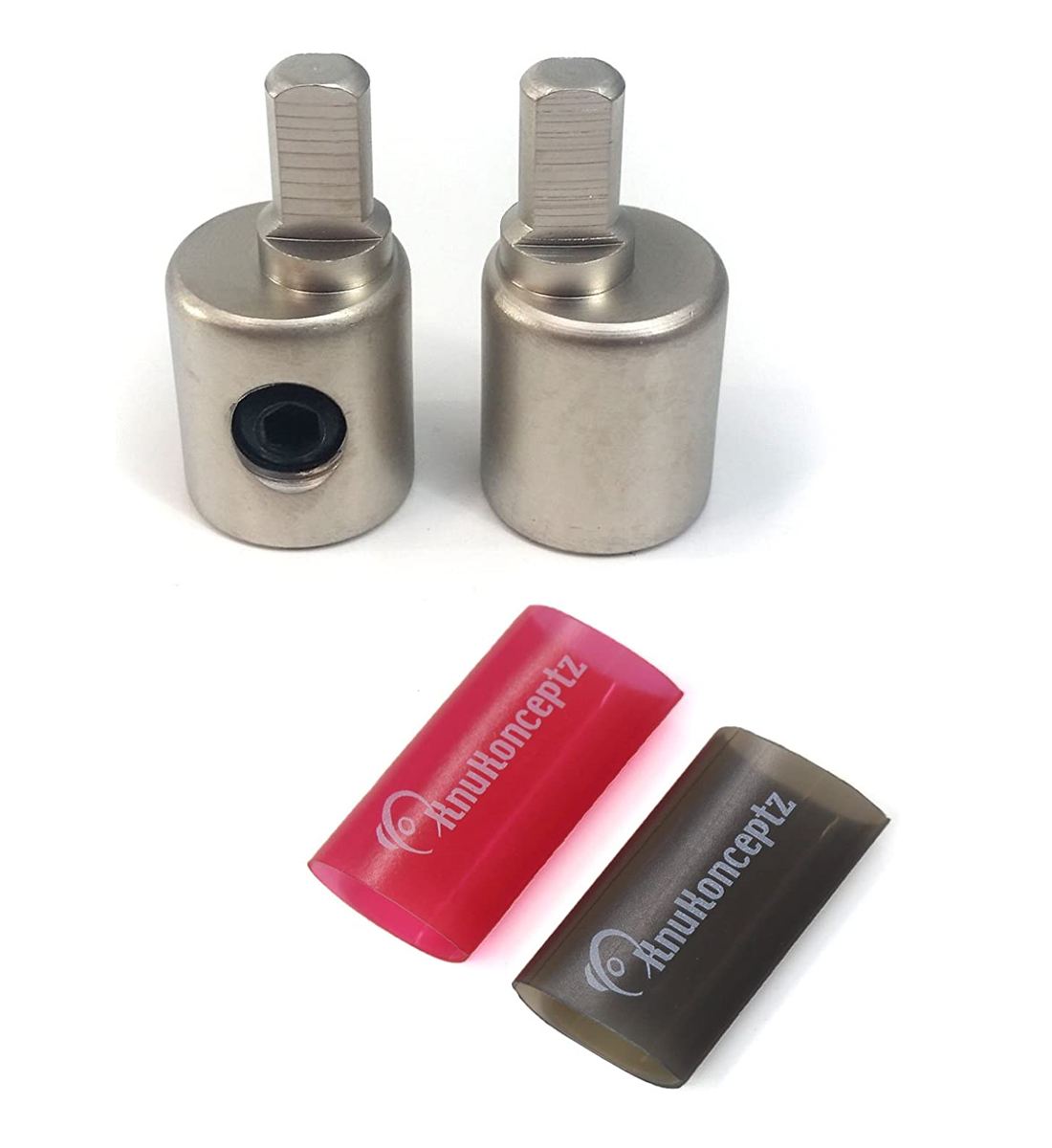 KnuKonceptz 0 Gauge Flush Mount Ground Lug Ring Terminal Pair With 1/0 AWG Heat Shrink