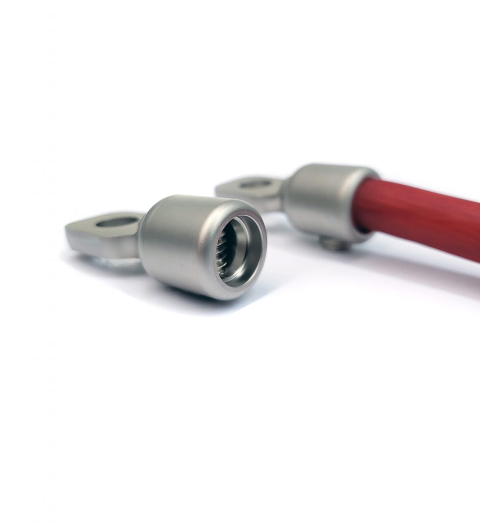 KnuKonceptz Set Screw Ring Terminals 4 Gauge Pair with Heat Shrink